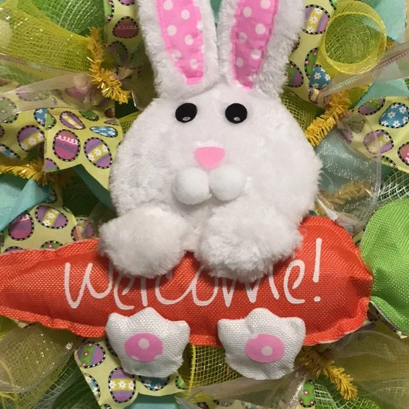Handcrafted Easter Bunny Welcome Wreath - Picture 4 of 5